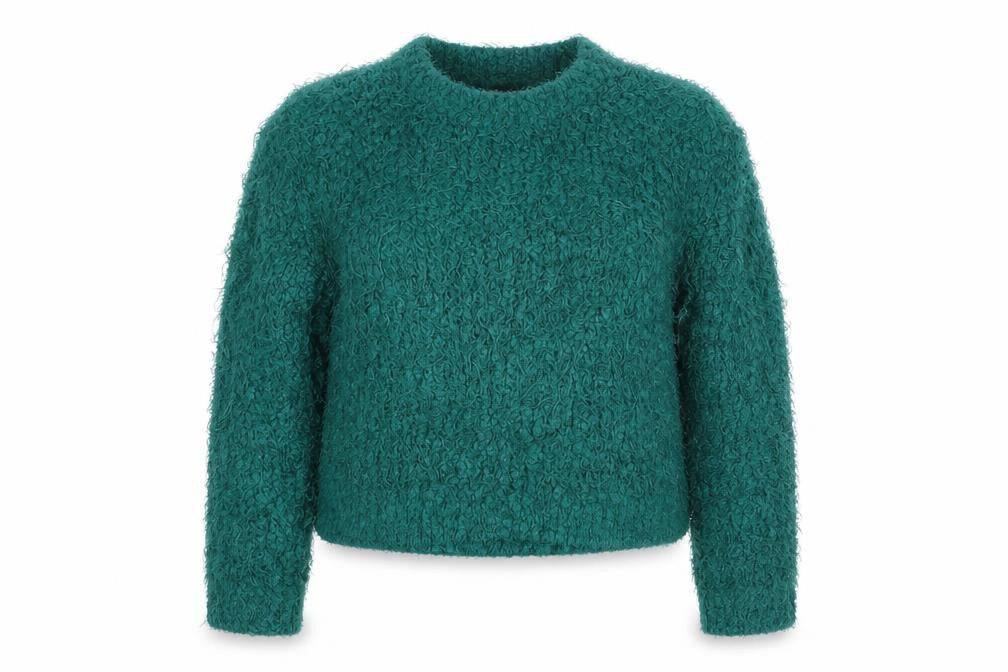 Monki Women Green XS Textured Chunky Knit Crew Neck Pullover Jumper
