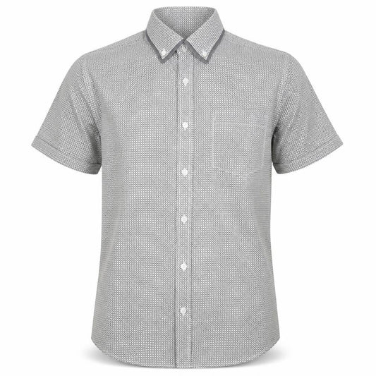 Thomas Nash Men’s Grey Geometric Short Sleeve Button-Up Shirt S