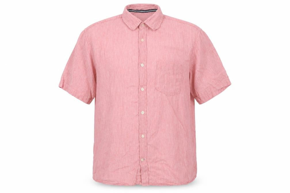 Blue Harbour Men Pink Linen Shirt L Regular Fit Short Sleeve