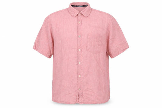 Blue Harbour Men Pink Linen Shirt L Regular Fit Short Sleeve