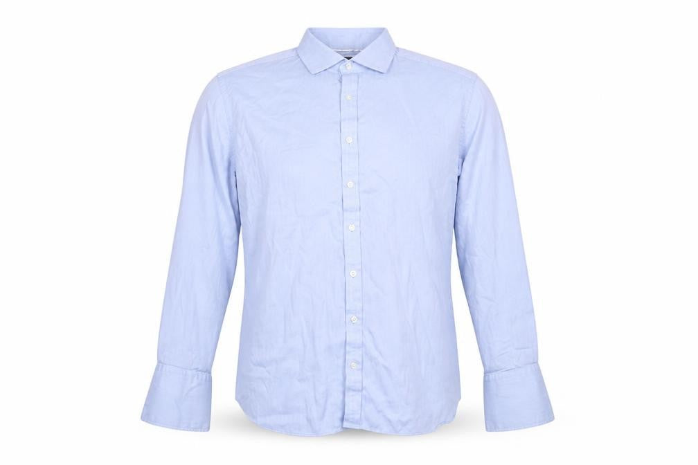 Sartorial Men's Blue 17.5 Classic Herringbone Long Sleeve Shirt