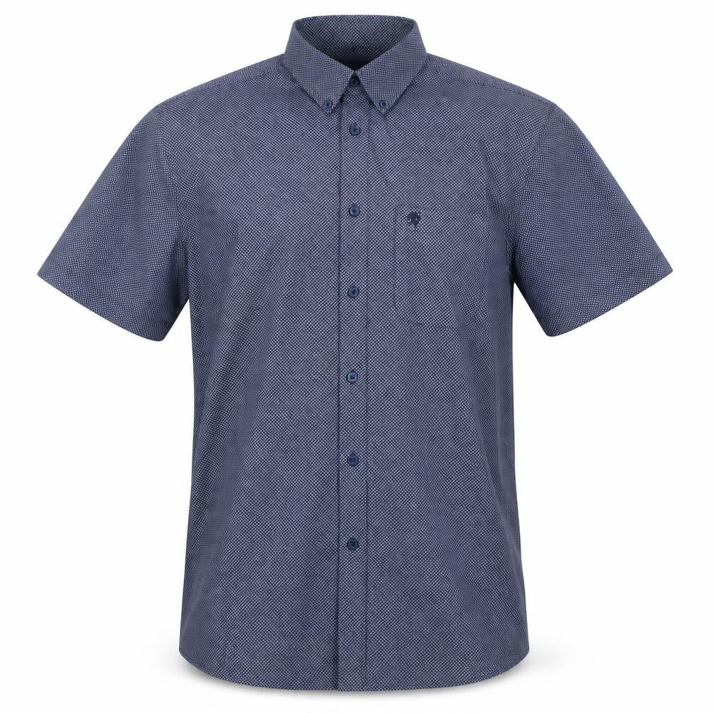 Carson Men's Blue L Geometric Short Sleeve Button-Down Shirt