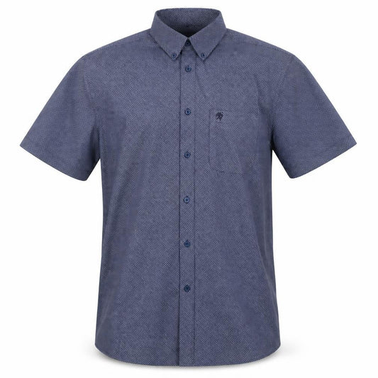 Carson Men's Blue L Geometric Short Sleeve Button-Down Shirt