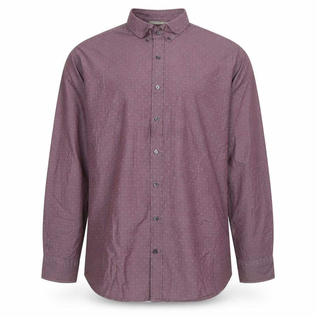 GANT Men's Purple 2XL Geometric Cotton Button-Down Long Sleeve Shirt