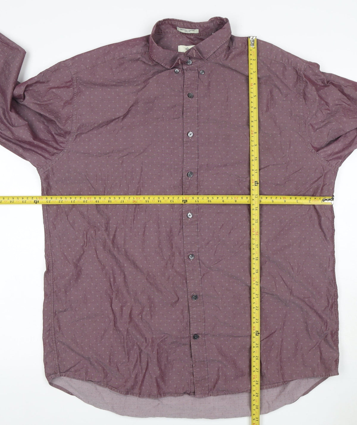 GANT Men's Purple 2XL Geometric Cotton Button-Down Long Sleeve Shirt