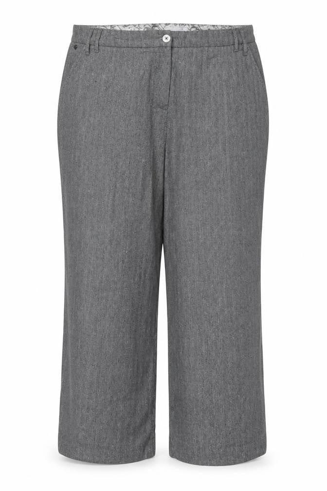 Per Una Women’s Grey Herringbone Trousers UK 18 Straight Linen Blend