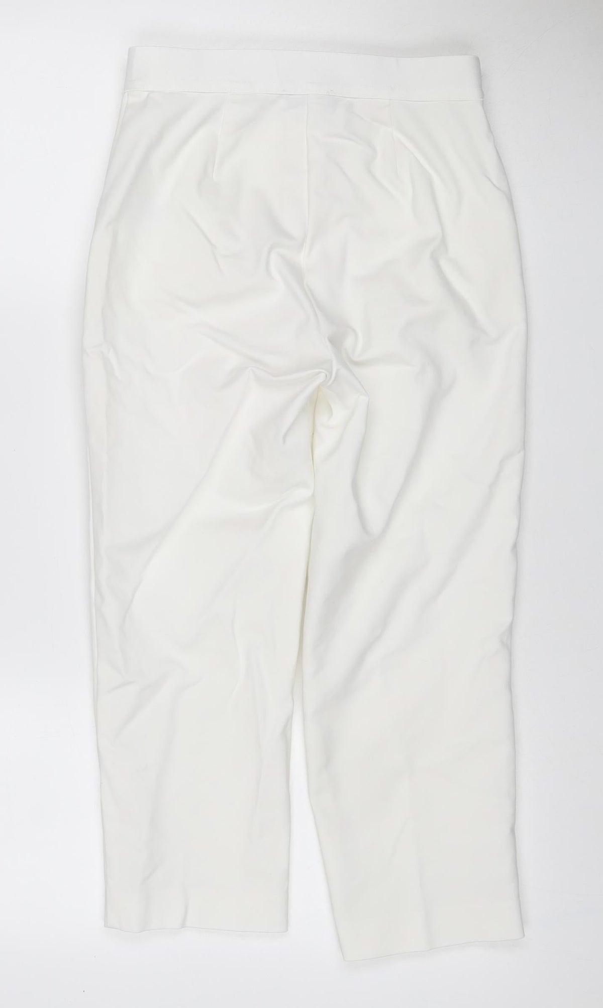 Marks & Spencer Women Ivory Size 8 Regular Straight Stretch Trousers