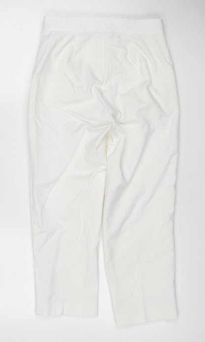 Marks & Spencer Women Ivory Size 8 Regular Straight Stretch Trousers