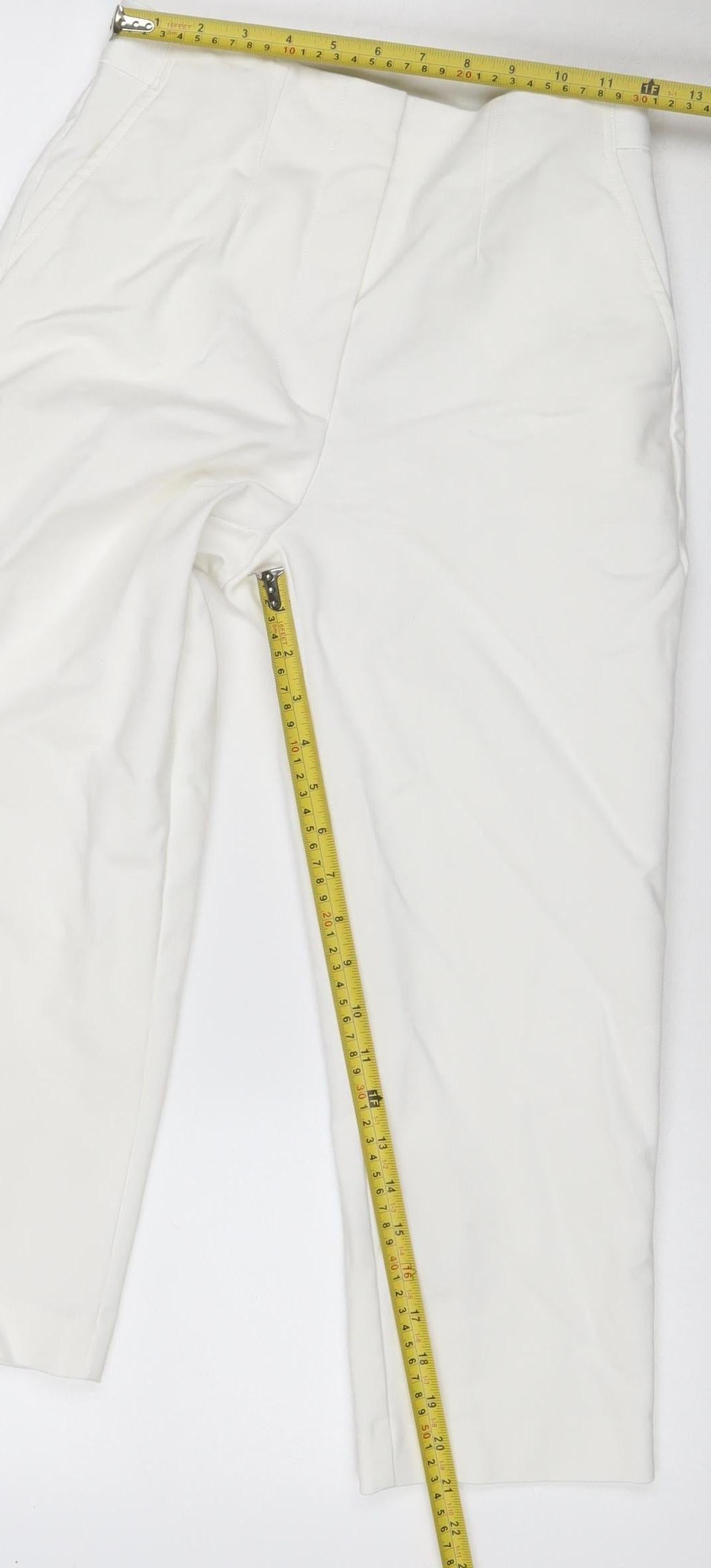 Marks & Spencer Women Ivory Size 8 Regular Straight Stretch Trousers