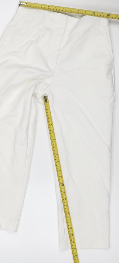 Marks & Spencer Women Ivory Size 8 Regular Straight Stretch Trousers