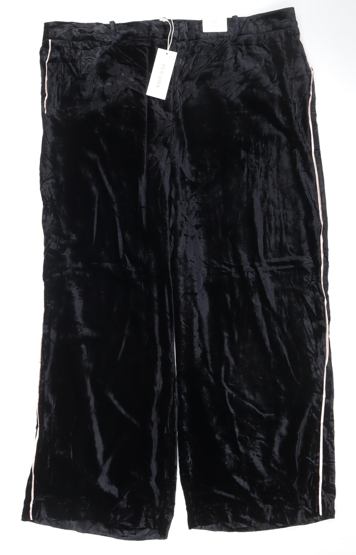 Marks & Spencer Per Una Women’s Black Velvet Wide-Leg Trousers UK 22 Short
