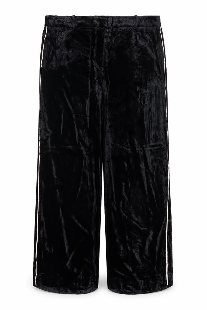 Marks & Spencer Per Una Women’s Black Velvet Wide-Leg Trousers UK 22 Short