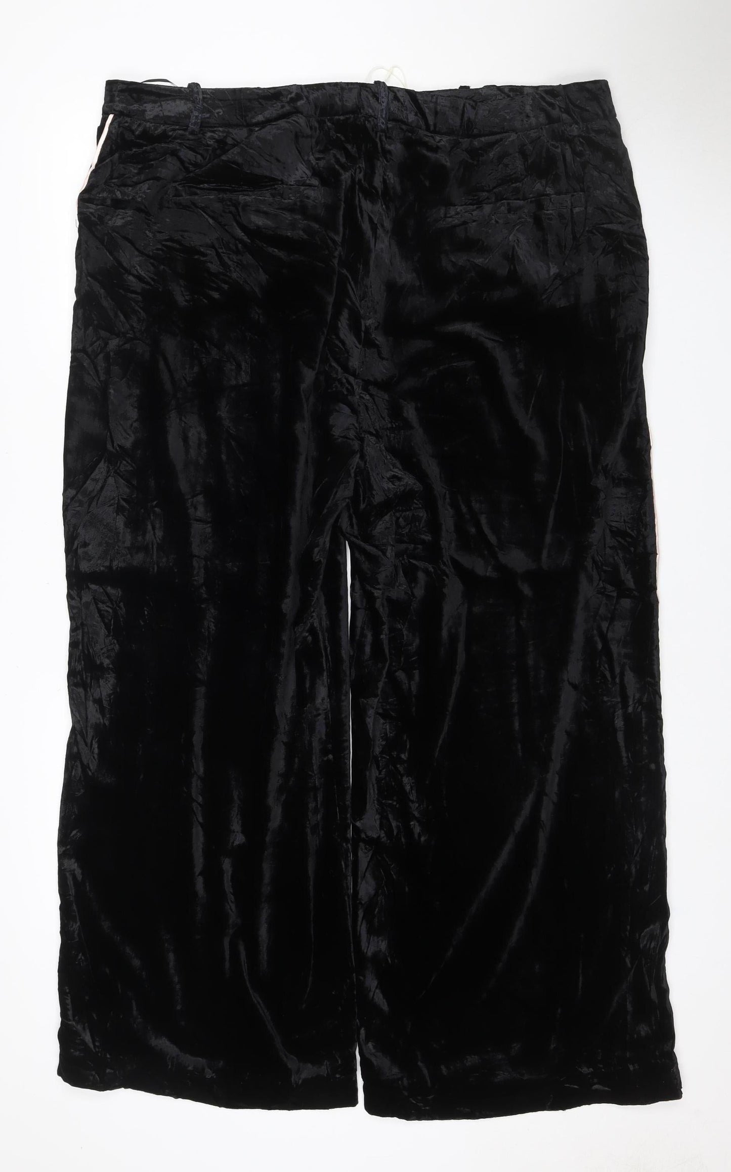 Marks & Spencer Per Una Women’s Black Velvet Wide-Leg Trousers UK 22 Short