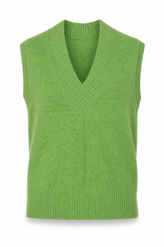 Marks & Spencer Women Green S V-Neck Sleeveless Knit Jumper Vest