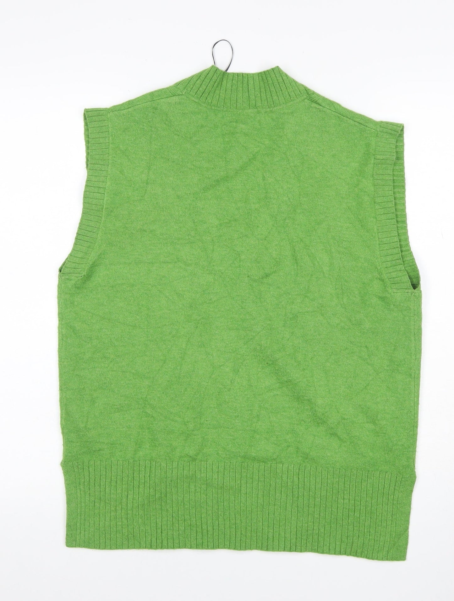 Marks & Spencer Women Green S V-Neck Sleeveless Knit Jumper Vest