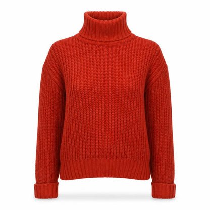 Glamorous Women’s Orange XS Chunky Knit Roll Neck Pullover Jumper