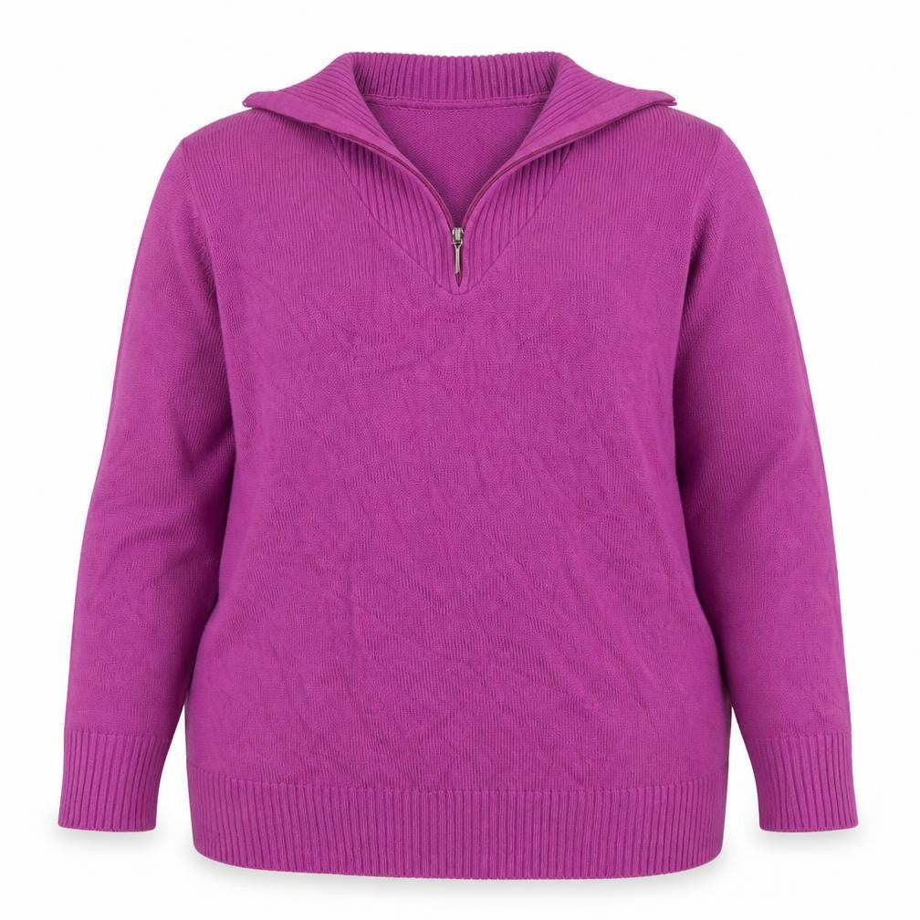 Isle Women Purple Size 18 1/4 Zip High Neck Knit Jumper