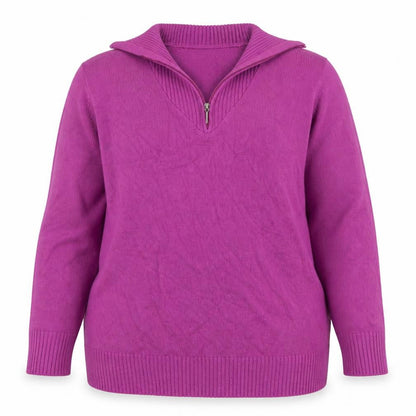 Isle Women Purple Size 18 1/4 Zip High Neck Knit Jumper
