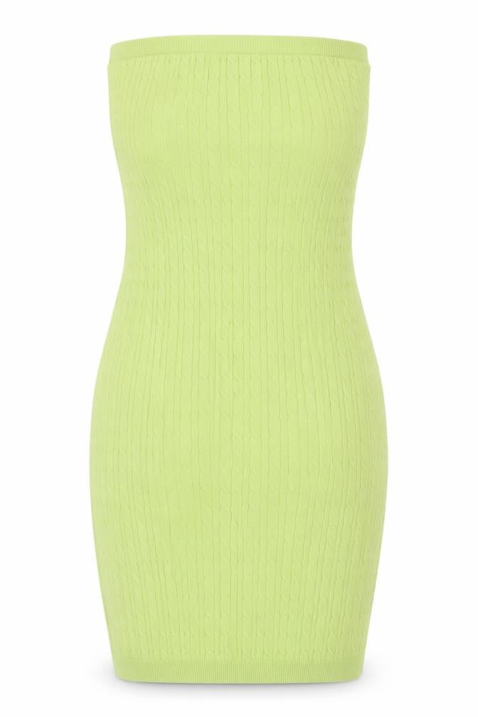 Bershka Women Green XS Bodycon Mini Knit Sleeveless Dress