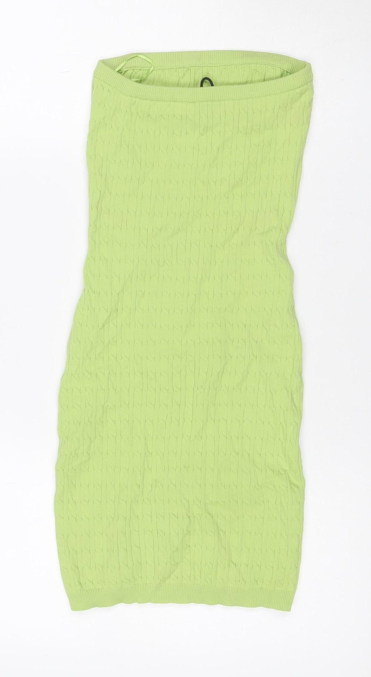 Bershka Women Green XS Bodycon Mini Knit Sleeveless Dress