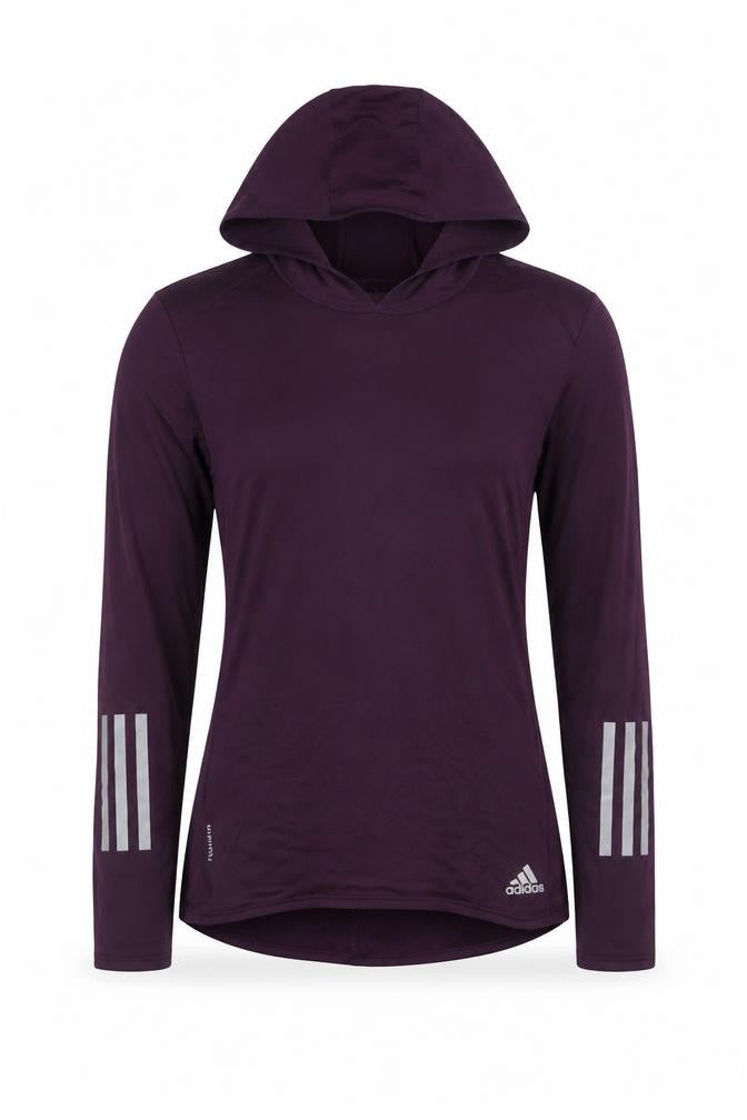 adidas Women Purple S Climawarm Hooded Long Sleeve Activewear Top