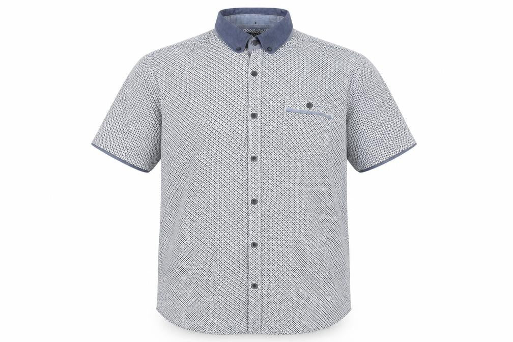 Red Herring Men's Blue White Geometric Shirt M Short Sleeve Button-Up