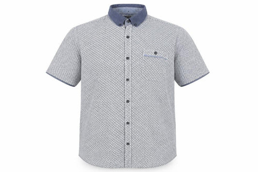 Red Herring Men's Blue White Geometric Shirt M Short Sleeve Button-Up