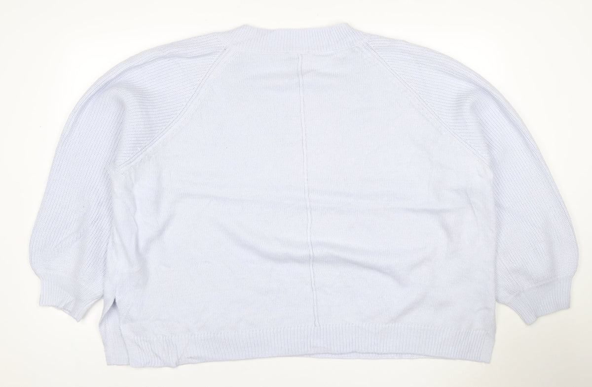 Live Unlimited London Women Blue UK 26 V-Neck Raglan Knit Jumper