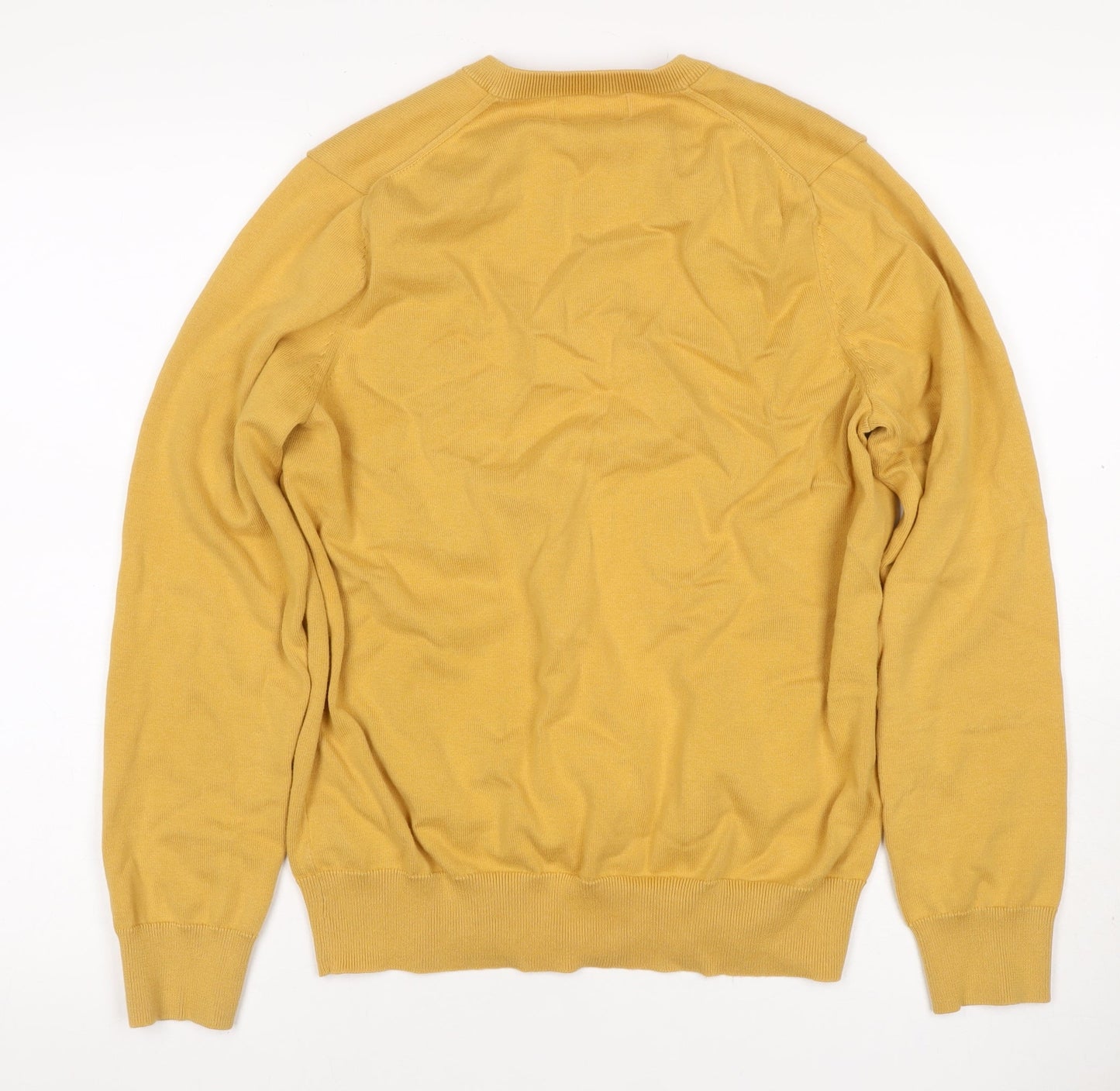 Marks & Spencer Men Yellow M V-Neck Pure Cotton Pullover Jumper