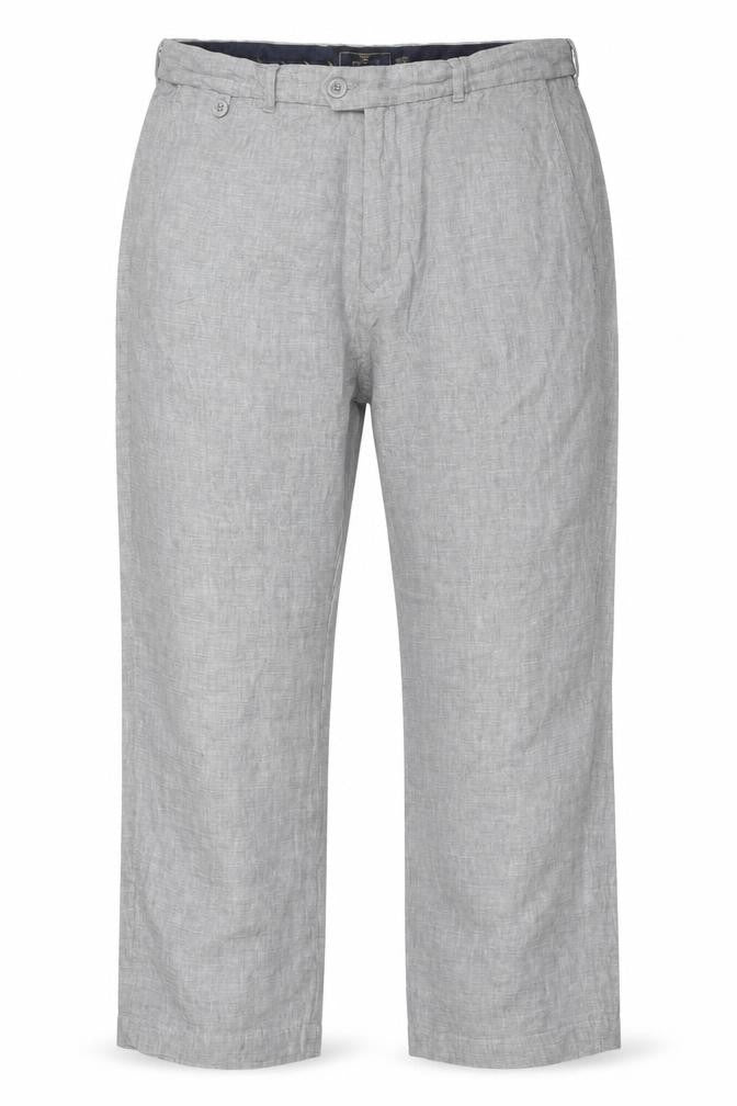 Marks and Spencer Men's Grey Linen 34in Straight Trousers 29in Leg