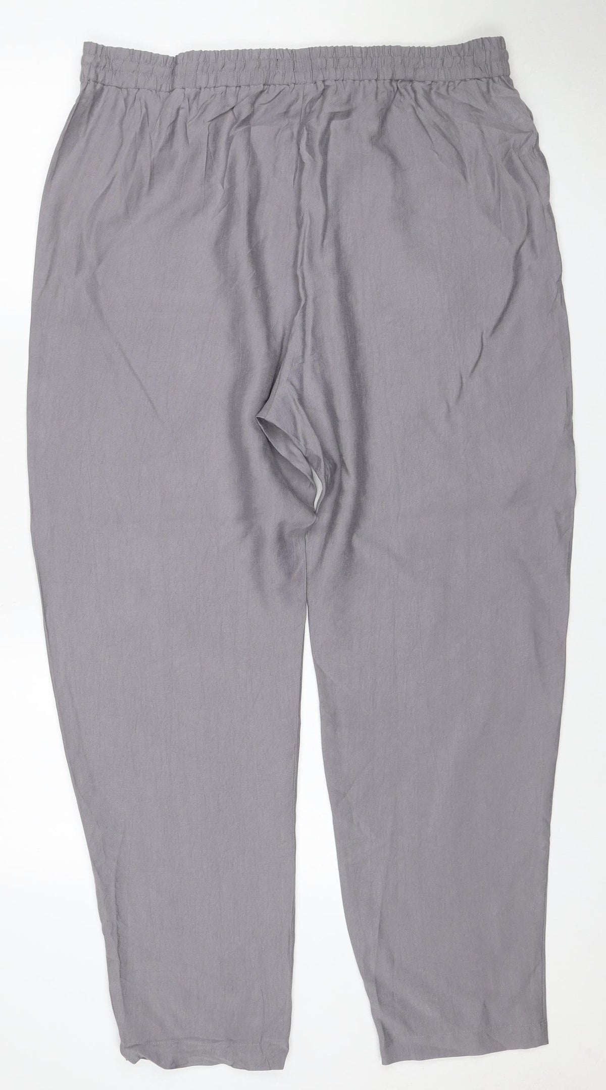 Marks & Spencer Women Grey Size 8 Tapered Drawstring Trousers
