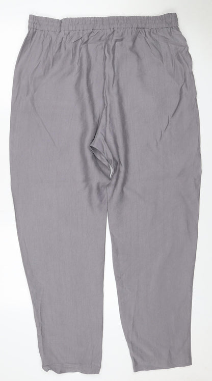 Marks & Spencer Women Grey Size 8 Tapered Drawstring Trousers