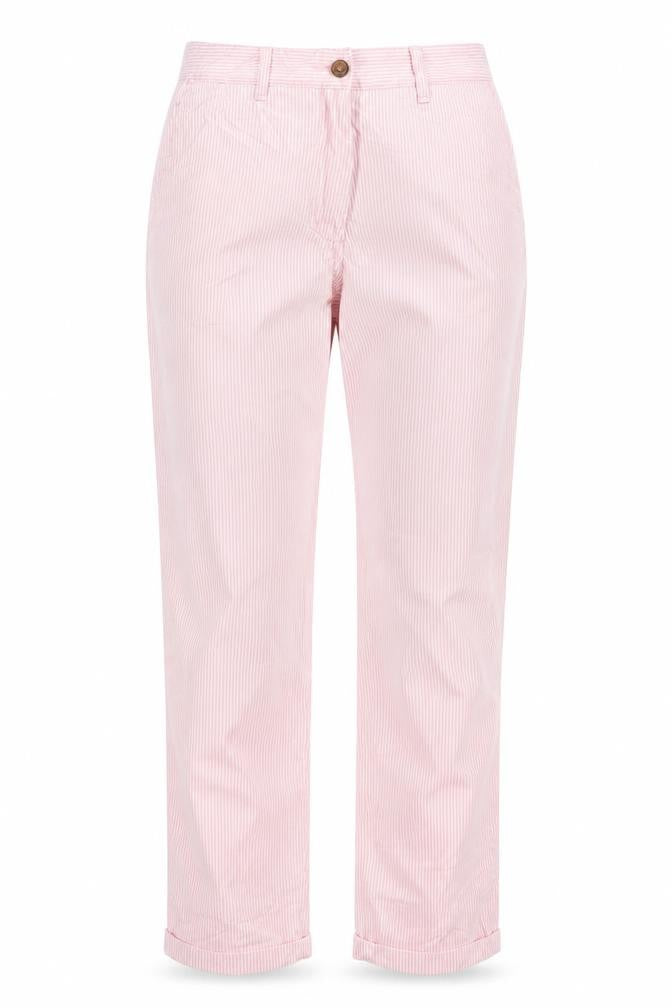 Marks & Spencer Women Pink Stripe Size 6 Slim Tapered Chino Trousers