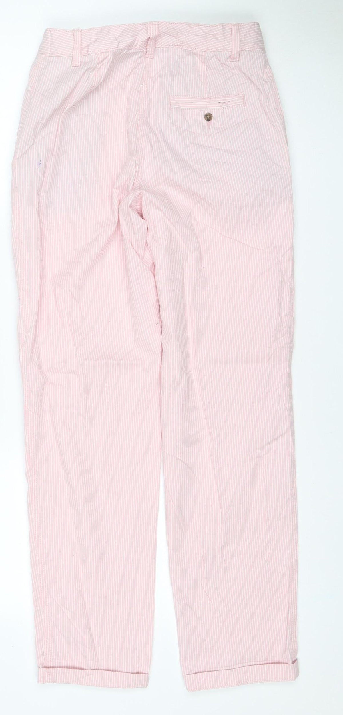 Marks & Spencer Women Pink Stripe Size 6 Slim Tapered Chino Trousers