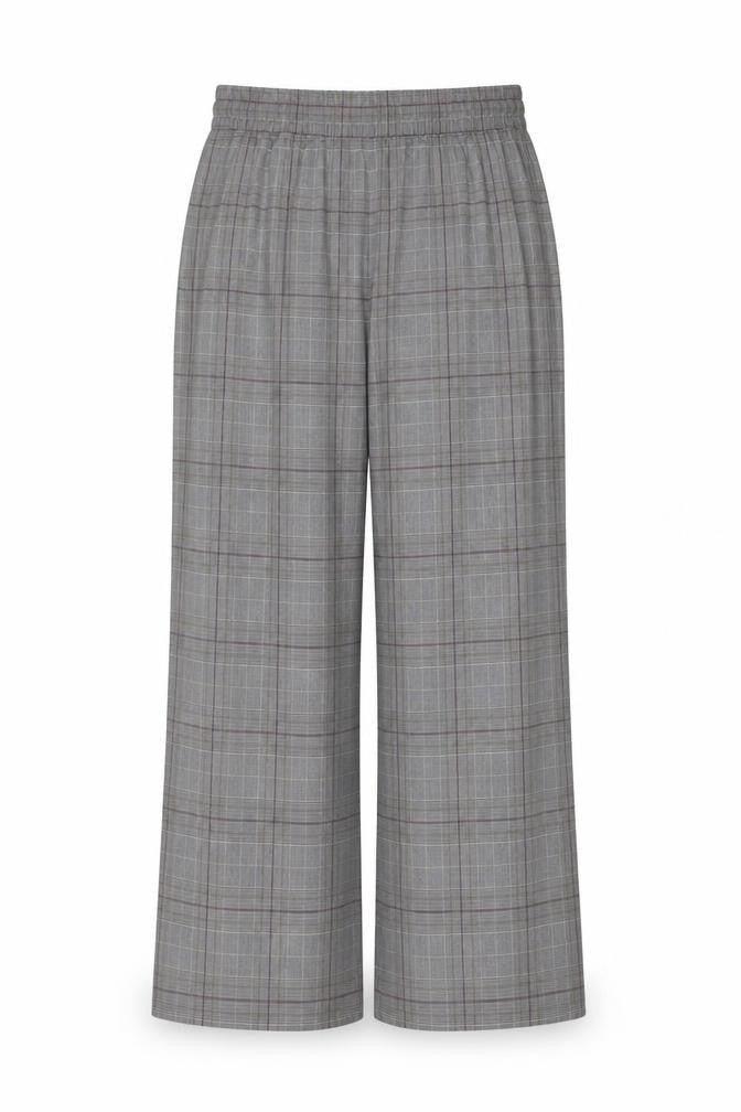 Marks & Spencer Women Grey Check Wide Leg Trousers UK 14 Regular