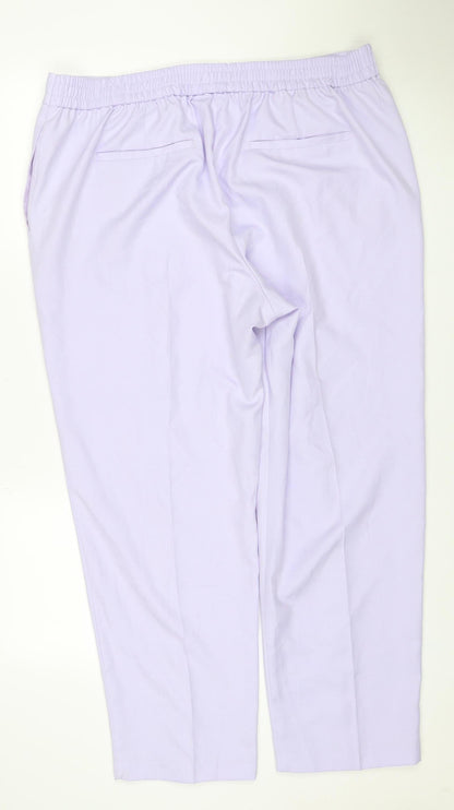 Marks & Spencer Women Purple Size 20 Short Wide Leg Elastic Waist Trousers