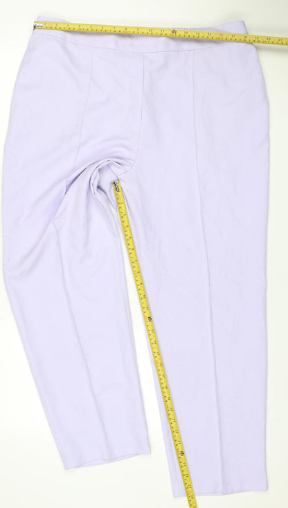 Marks & Spencer Women Purple Size 20 Short Wide Leg Elastic Waist Trousers