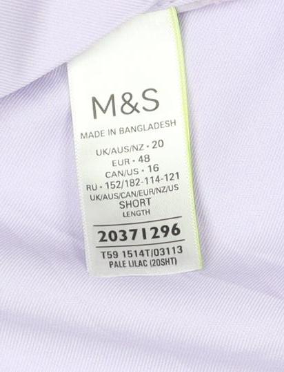 Marks & Spencer Women Purple Size 20 Short Wide Leg Elastic Waist Trousers