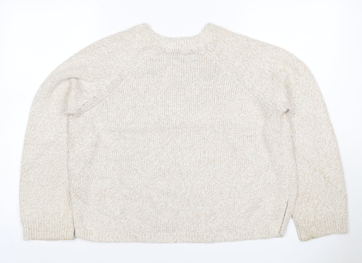 Marks & Spencer Women Ivory S Crew Neck Knit Raglan Jumper