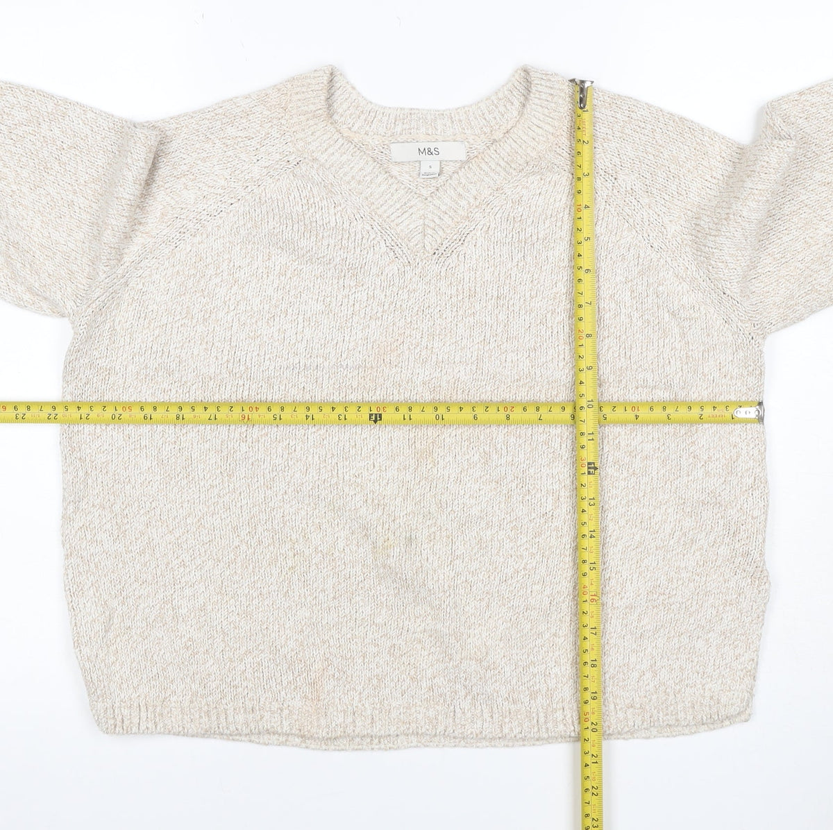 Marks & Spencer Women Ivory S Crew Neck Knit Raglan Jumper