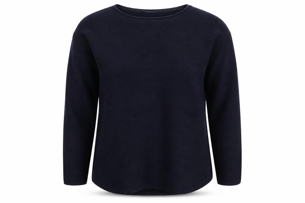 Cashmere Cornwall Women’s Navy Blue Wool Knit Jumper UK 14 Crew Neck