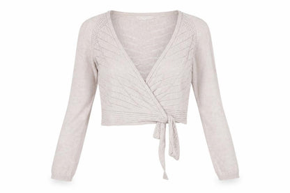 RJR.John Rocha Women Ivory Size 14 Open-Knit Tie Wrap Cardigan