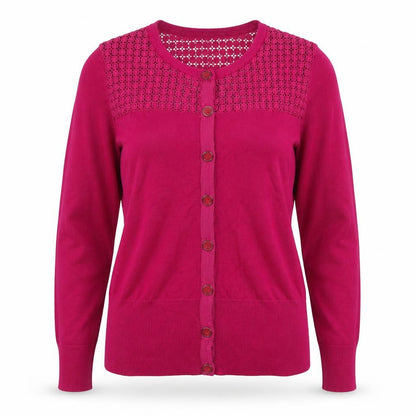 Jasper Conran Women’s Pink Size 14 Crochet Knit Button Cardigan