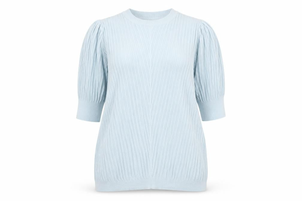 Marks & Spencer Women Blue UK 16 Tunic Jumper Rib Knit Puff Sleeve