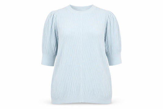 Marks & Spencer Women Blue UK 16 Tunic Jumper Rib Knit Puff Sleeve
