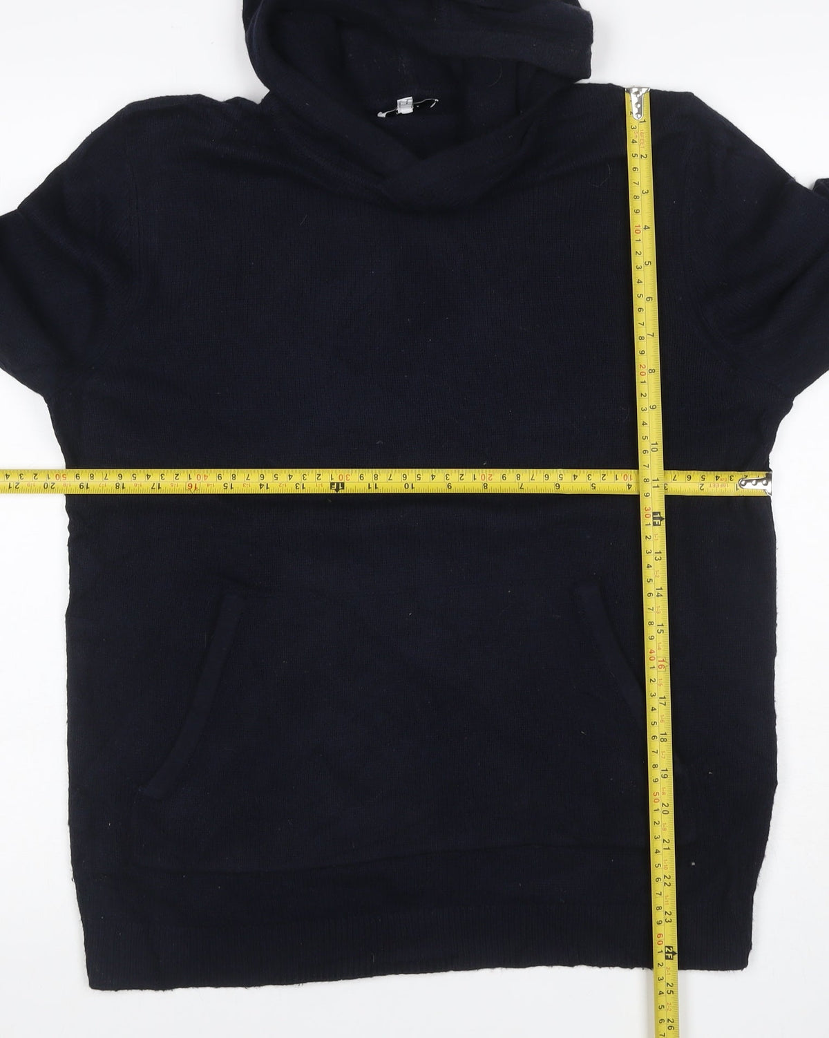 Reiss Men’s Navy Hooded Knit Pullover Jumper Size S Wool Cashmere Blend