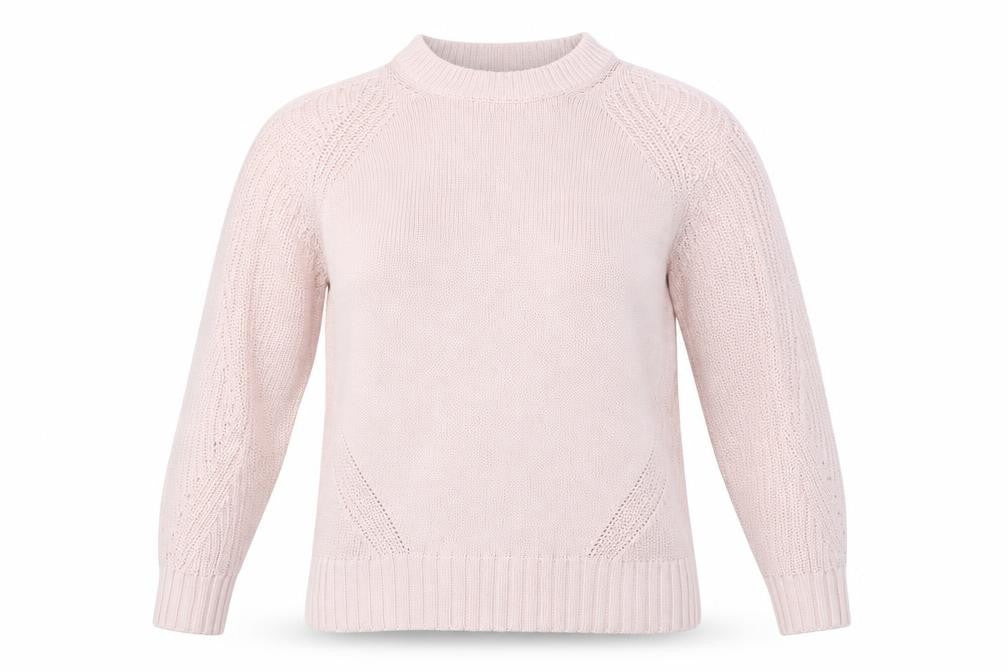 Marks & Spencer Women Pink S Cable Knit Mock Neck Jumper
