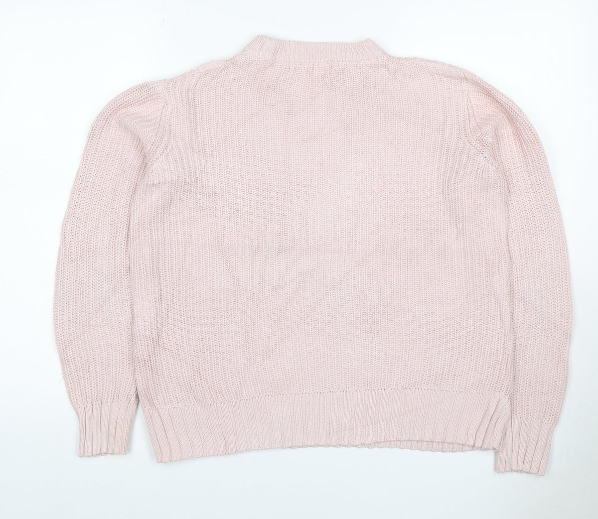 Marks & Spencer Women Pink S Cable Knit Mock Neck Jumper