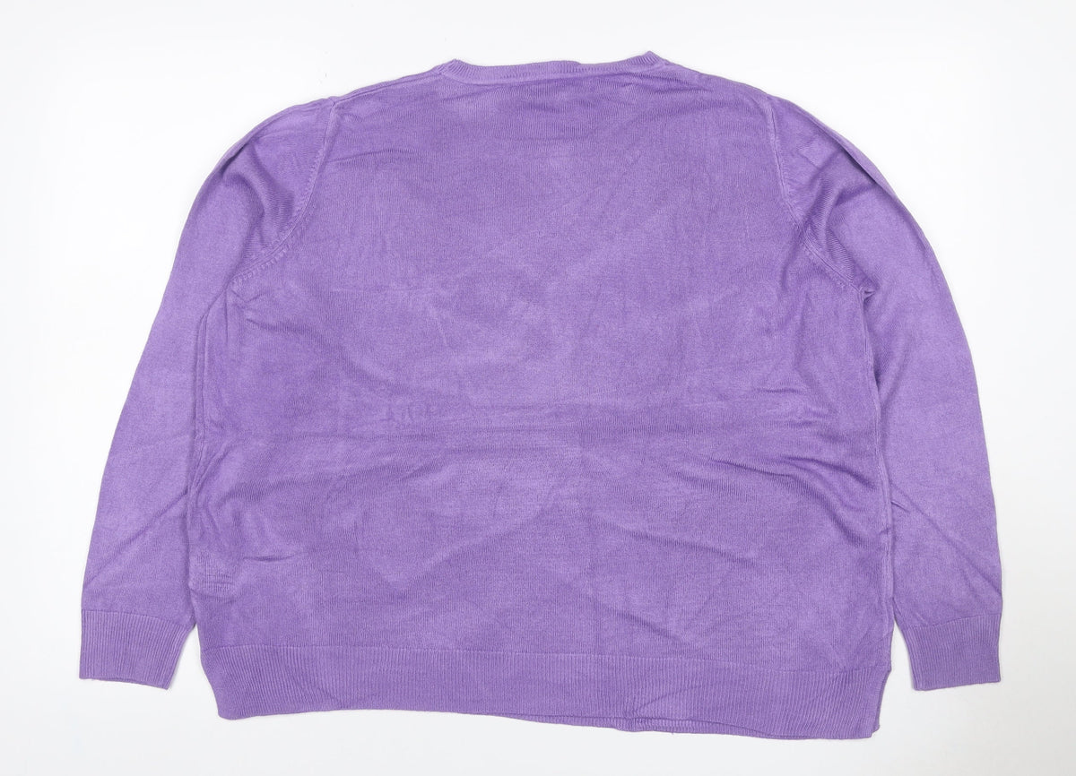 Marks & Spencer Women Purple Cashmere Crew Neck Jumper Size 18