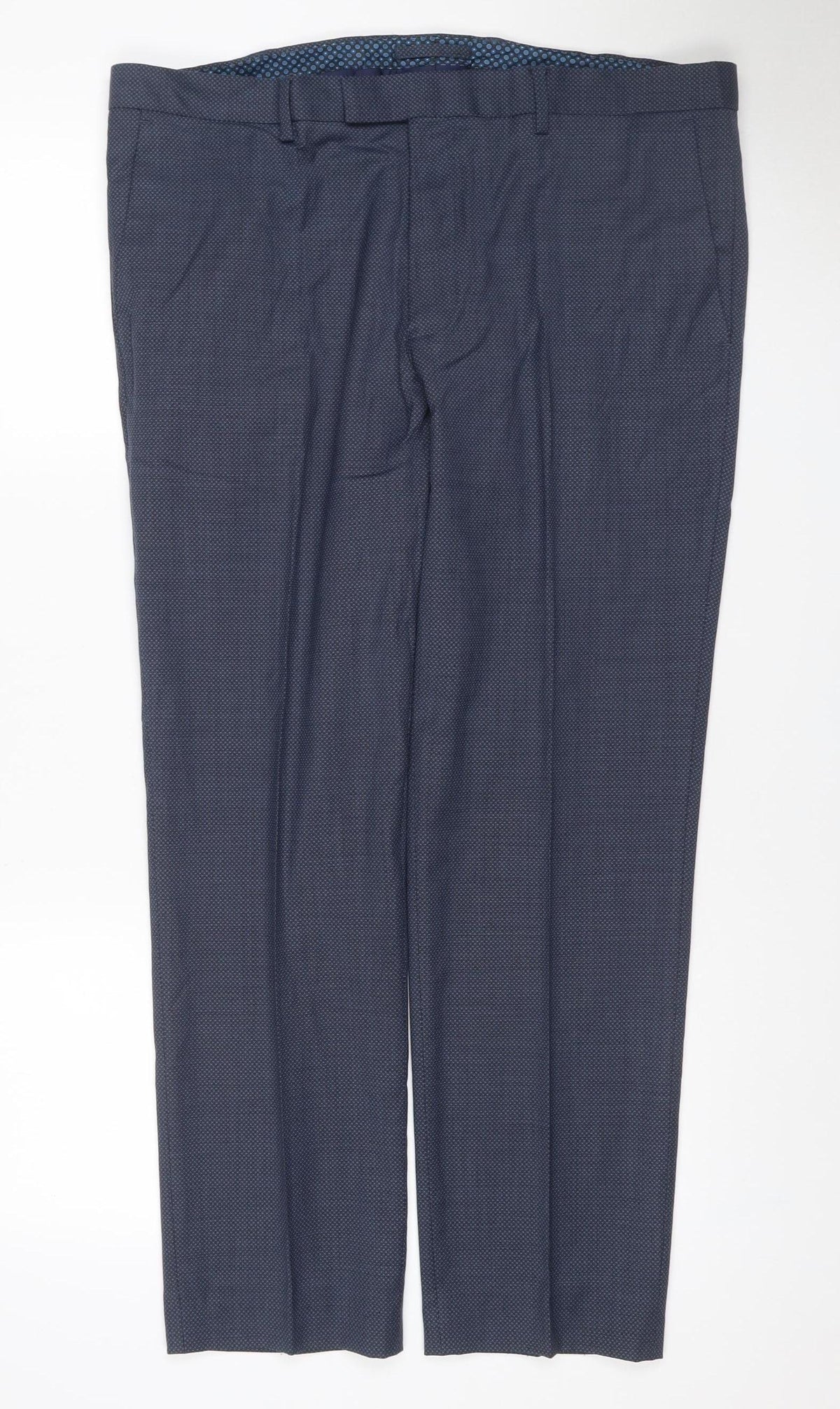 Marks & Spencer Men's Blue 38W 31L Tailored Fit Wool Dress Trousers
